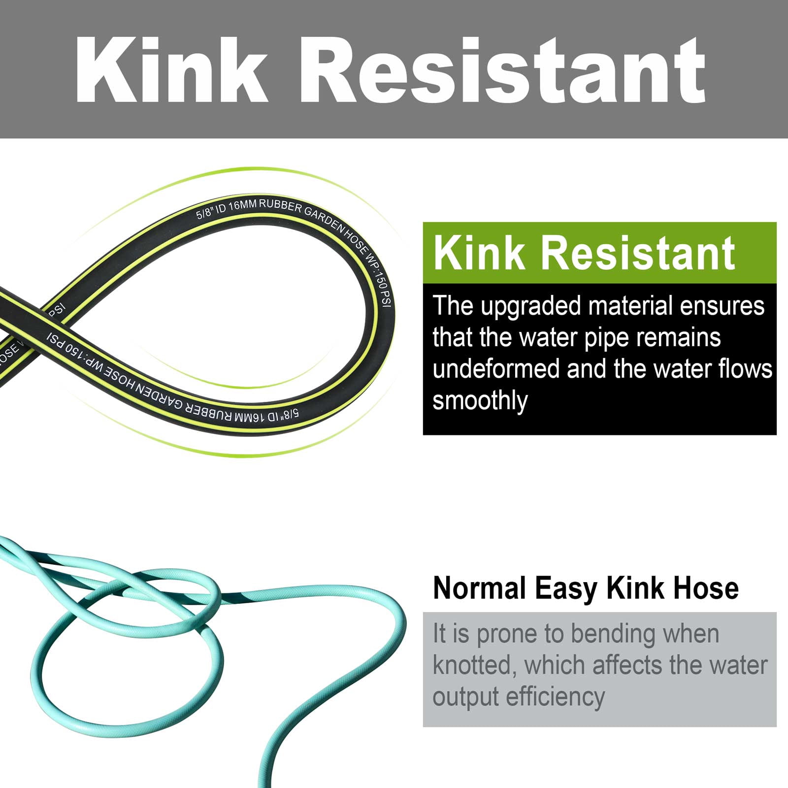 100ft 5/8" Flexible Outdoor Garden Hose with Brass Connector,Anti-freezing, Anti-rust, and Anti-kink Hybrid Rubber Hose Lightweight