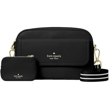 Kate Spade New York Women Rosie Pebbled Leather Flap Camera Bag, Black Crossbody