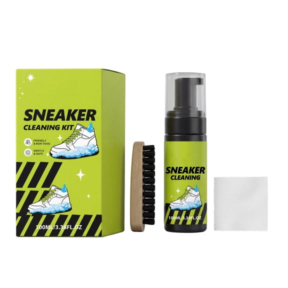 Sneaker Cleaner Kit Shoe Cleaner, Deep Cleaning Shoe Cleaner for White Shoes, Leather, Suede, Nubuck & Canvas | Brush, Solution & Cloth Included