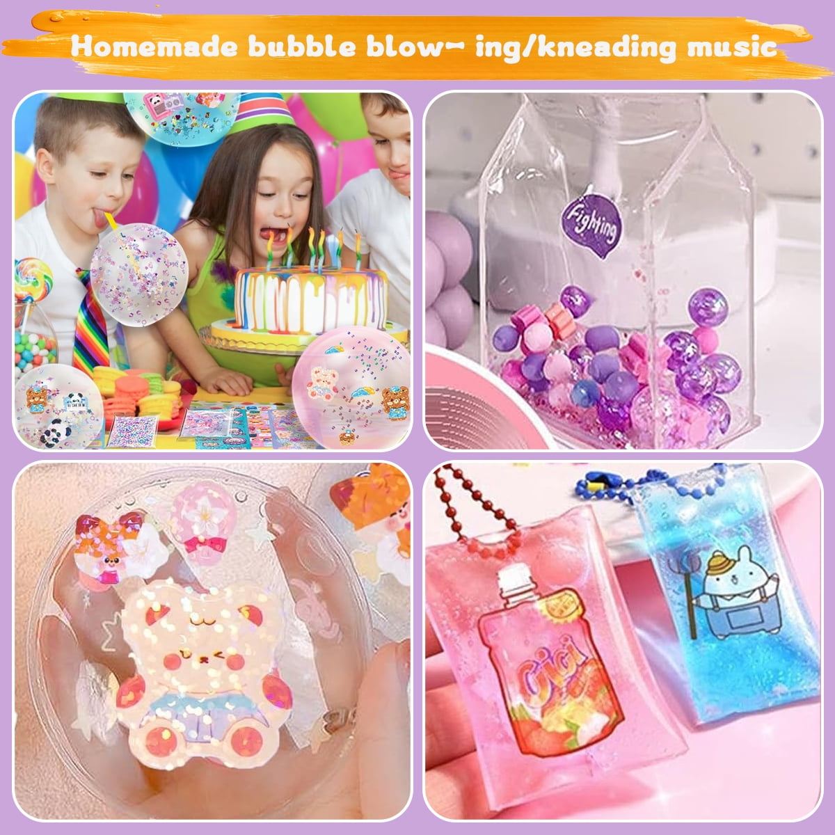 62Pcs Nano Tape Bubbles Set, 3M Nano Double Sided Tape, 2 Rolls Colored Bubble Tape, Magic Bubble Tape Toy Kit, Nano Tape Bubble Craft Kit For Girls, Boys - Pink