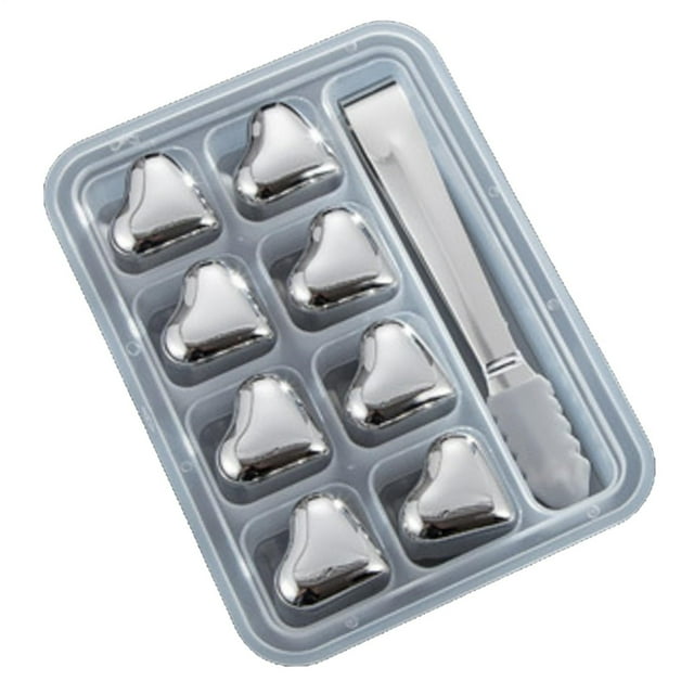 Glaçons en Acier Inoxydable en Forme de Cœur, Glaçons en Acier Inoxydable pour la Congélation, la Réfrigération et la Refroidissement des Boissons, Glaçons Métalliques