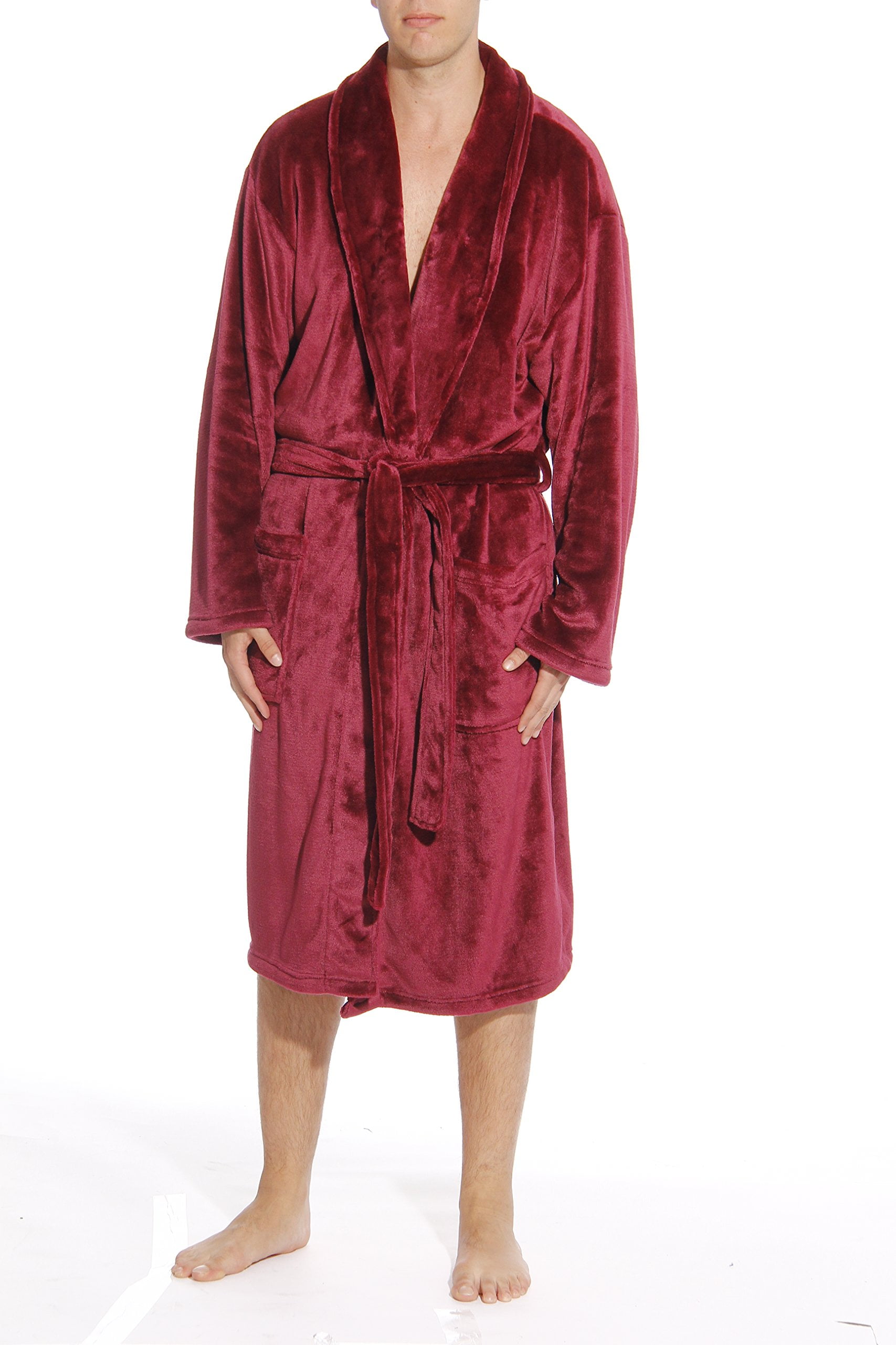 Followme Ultra Soft Velour Robe for Men with Shawl Collar (Burgundy