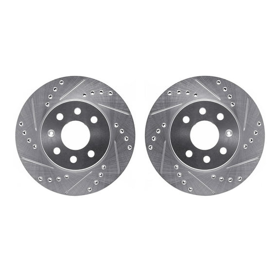 Dynamic Friction Company Front Brake Rotors-Drilled and Slotted-Silver 7002-18003