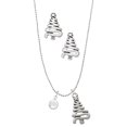 thumbnail image 1 of Delight Jewelry Crystal Clear Channel Drop Silver tone Zig Zag Christmas Tree Charm Necklace and Stud Earrings, 1 of 4