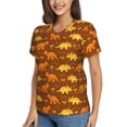 thumbnail image 2 of Honeii Dinosaurs and Leaves Print Women's Classic V-Neck T-Shirt,Womens Fashion Tops,Stylish Everyday Top for Women, Casual Summer Spring Outfits Clothes-Small, 2 of 5