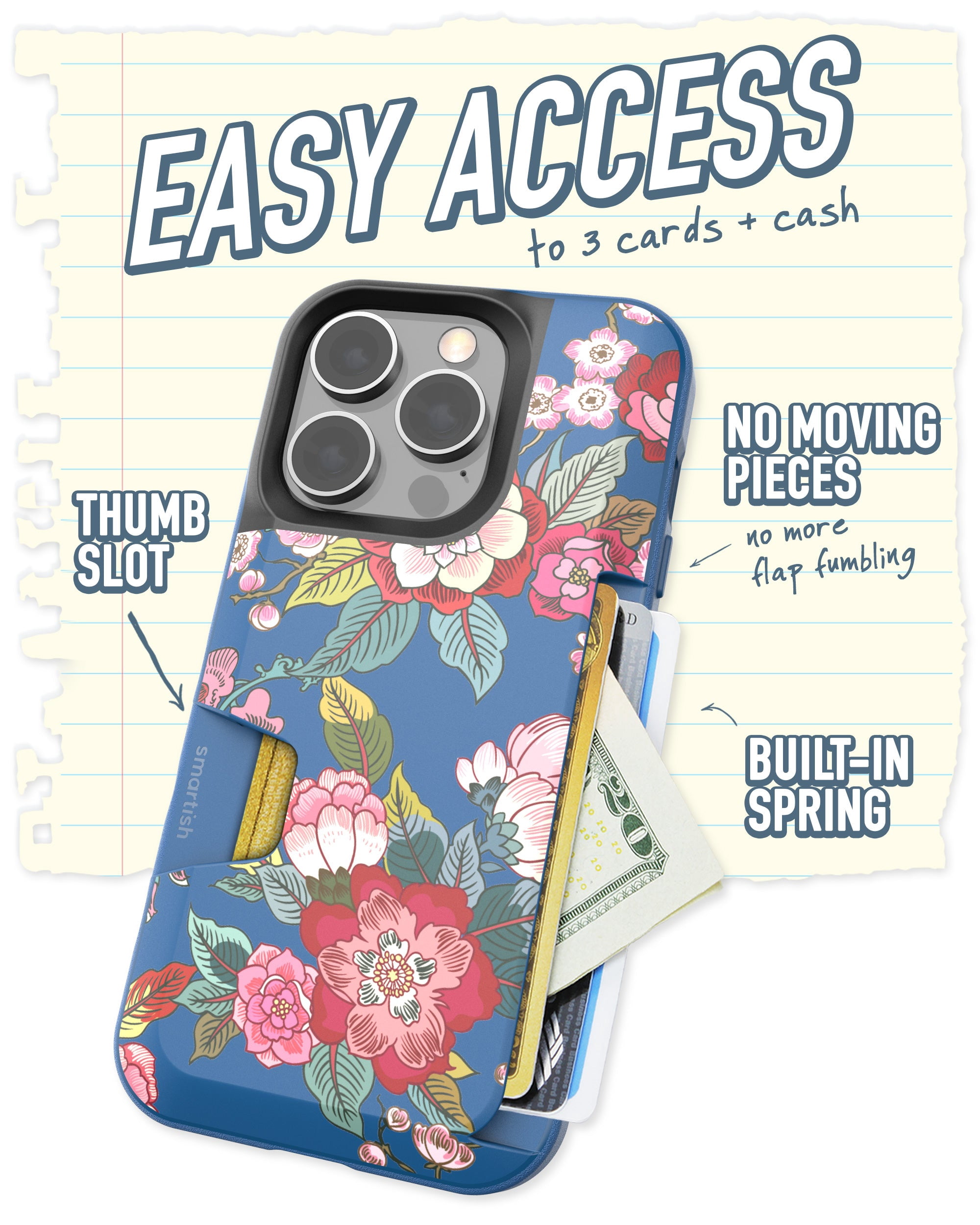 Smartish iPhone 14 Pro Wallet Case - Wallet Slayer Vol. 1 [Slim + Protective] Credit Card Holder - Flirty Floral
