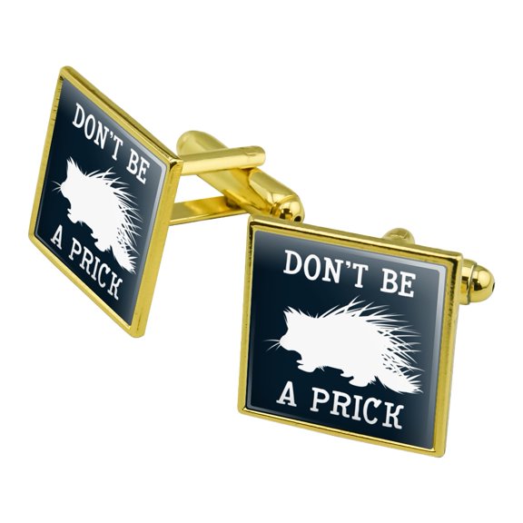 Porcupine Don't Be A Prick Funny Square Cufflink Set - Silver or Gold