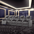 thumbnail image 2 of Weilianda Home Theater Seating Top Grain Nappa Leather Recliner Chair Dual Power Movie Gaming Sofa Electric Headrest with Tray Table Type-C USB Charge Cup Holders (Row of 5 Loveseat Right), 2 of 8