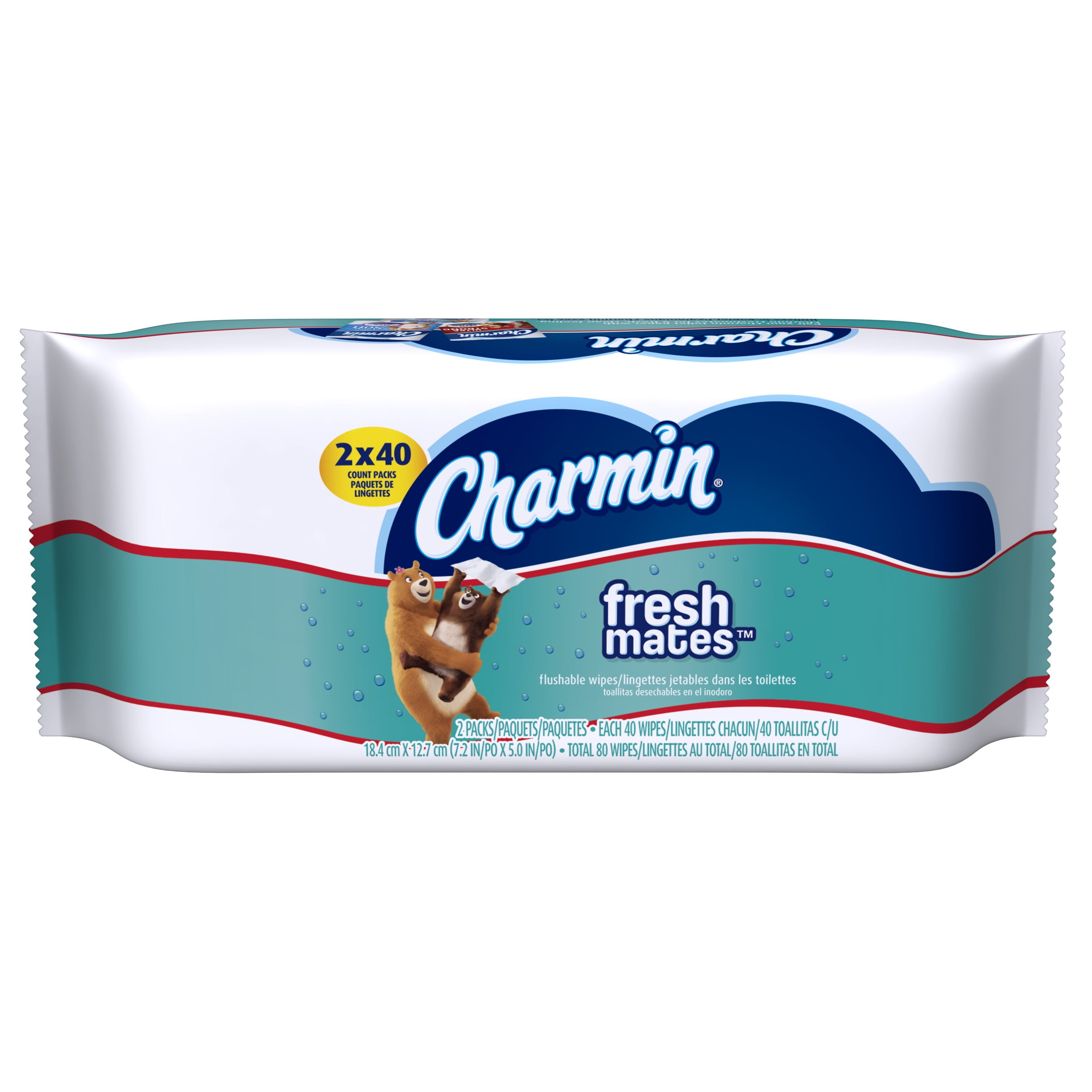 Charmin Flushable Wipes Refill Pack of 4 Twin Pack 80 ea 
