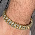 thumbnail image 2 of Mens 14K Gold Plated Hip Hop Bracelet Micro Pave Iced Box Lock Bling Out 8.5" Inch x 15MM Thick, 2 of 11