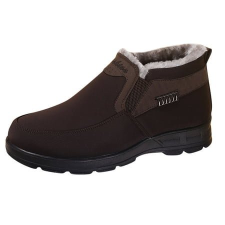 

Fsqjgq Men Boots Snow Proof Fashion Winter Men Snow Boots Thick Soles Non Slip Solid Color Simple Design Slip On Plush High Top Warm Metal Decoration Mens Lightweight Winter Boots A 43