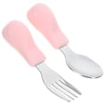 thumbnail image 1 of FRCOLOR Baby Tableware 2Pcs Baby Tableware Silicone Stainless Steel Cartoon Spoon Fork Tableware,3.94"X1.18"X1.18", 1 of 5