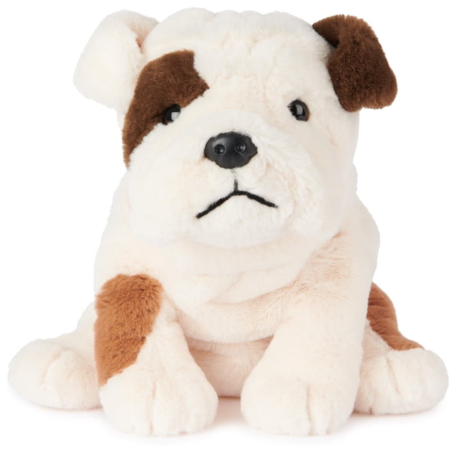 Tostada de peluche con forma de cachorro de bulldog GUND para niños de 1 año o más, color marrón y blanco