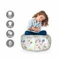 thumbnail image 2 of Pansy Storage Toy Bag Chair, Close Up Scene of Detailed Garden Flowers Blooming Clematis Yarrow, Stuffed Animal Organizer Washable Bag, Small Size, Mint Green and Multicolor, by Ambesonne, 2 of 3