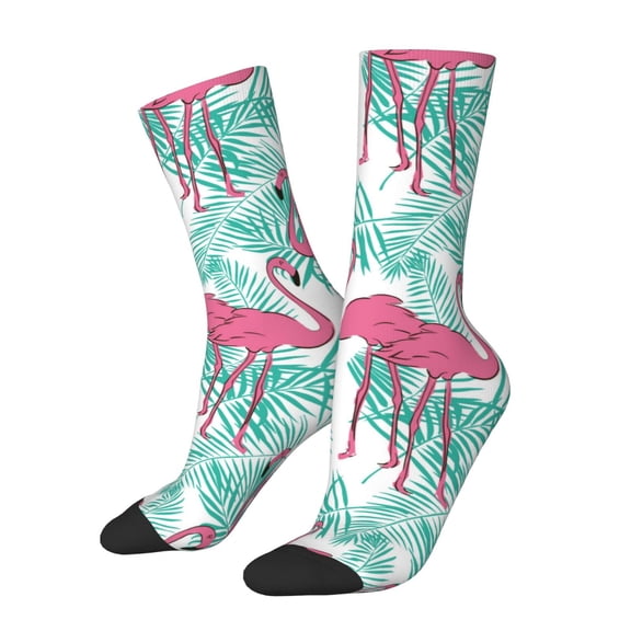 Vsdgher Flamingo Crew Socks for Men & Women, Breathable Casual Athletic Ankle Socks