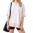 thumbnail image 6 of Kukoosong Women's T-shirts Solid Color Elbow-Length Crew Neck Oversized for Summer Casual, Trendy and Comfortable Tee Shirt for Women, 6 of 7