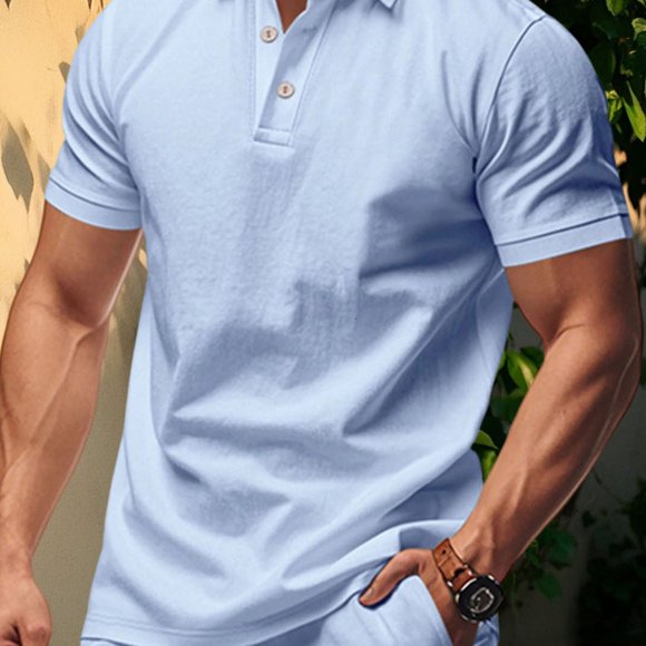 CNKOO Men‘s Slim Fit Lightweight Short Sleeve Shirt - Solid Color Casual Elegant Stand Collar Top Machine Washable All-Season Beach Vacation Travel Shirt Father‘s Day Birthday Gift for