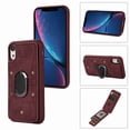 thumbnail image 2 of Dteck for Apple iPhone XR Wallet Case, Shockproof Heavy Duty Flip PU Leather Ring Kickstand Card Holder Anti-Scratch Soft Protective Cover, winered, 2 of 8