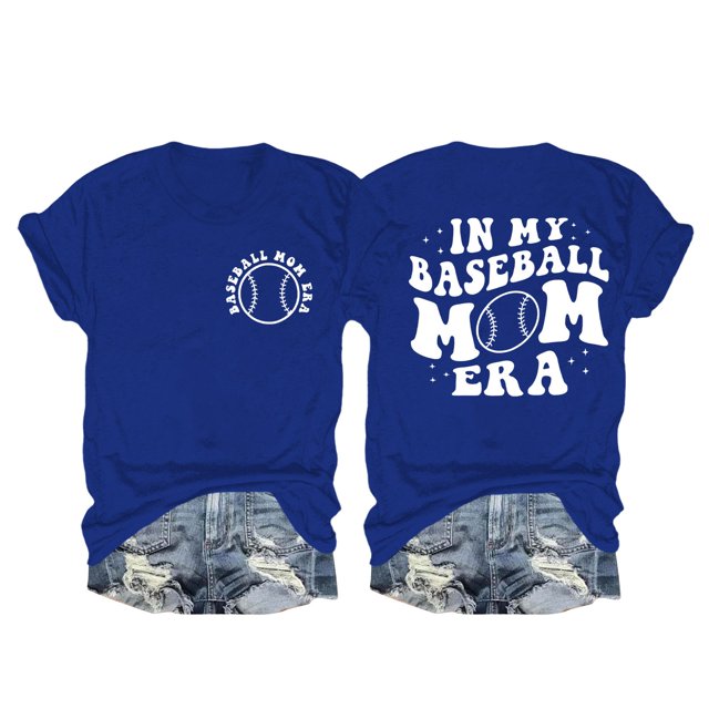 Nouveaux et Tendance T-Shirts Graphiques Uooqdmx pour Femmes, T-Shirt de Baseball pour Femmes, T-Shirts Citation pour Femmes, T-Shirt à Manches Courtes Col Rond Décontracté à la Mode, T-Shirts en Coton pour Femmes, Bleu G