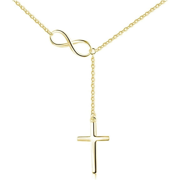 Gold Infinity Pro Cross Necklace for Women,Non-Tarnish Christian Jewelry Dainty 14k Gold Plated Pendant Inspirational Religious Gifts for Her Trendy Fashion Accessory[q894]
