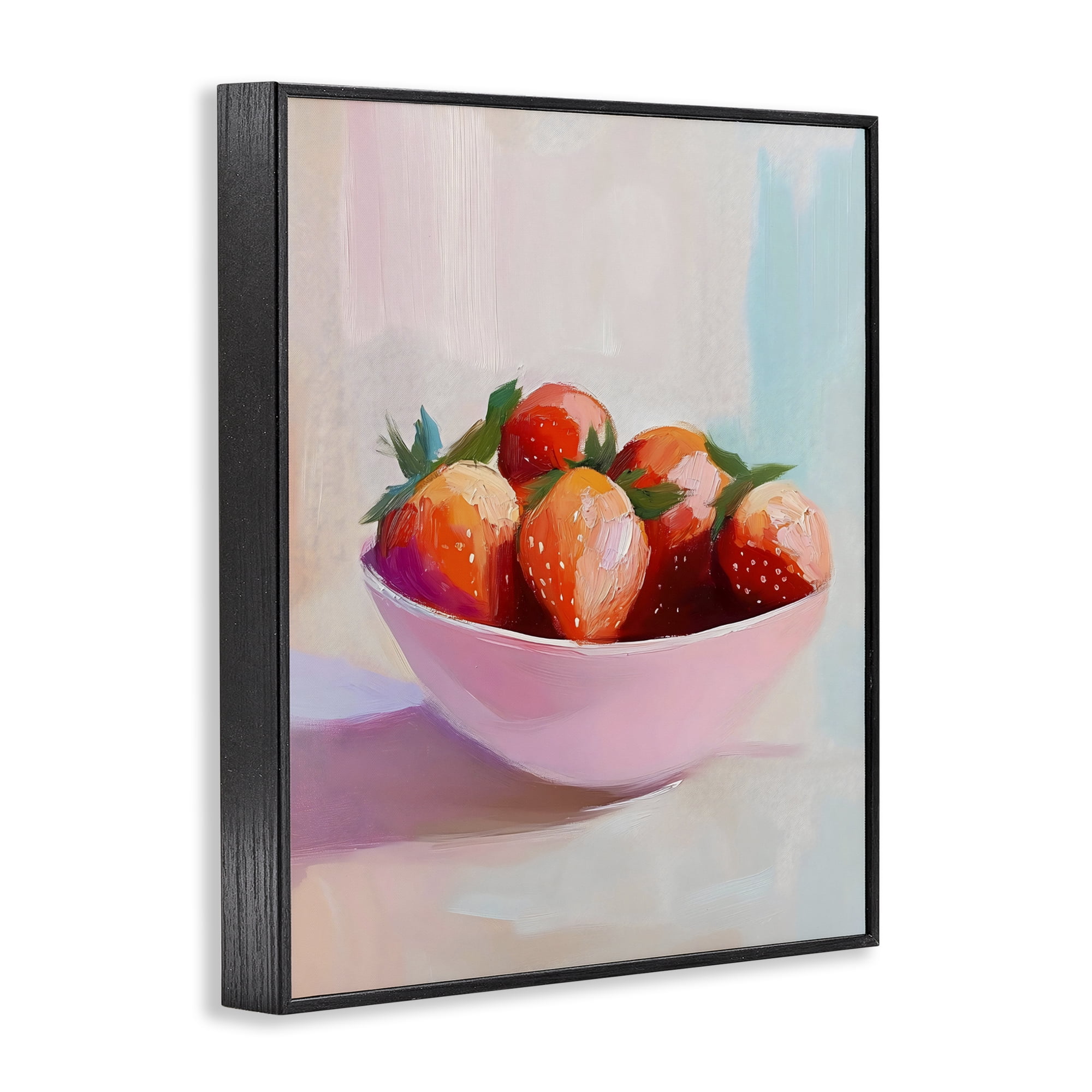Stupell Industries Pastel Bowl of Strawberries Black Framed Giclee Art, design by The Prints Vibe