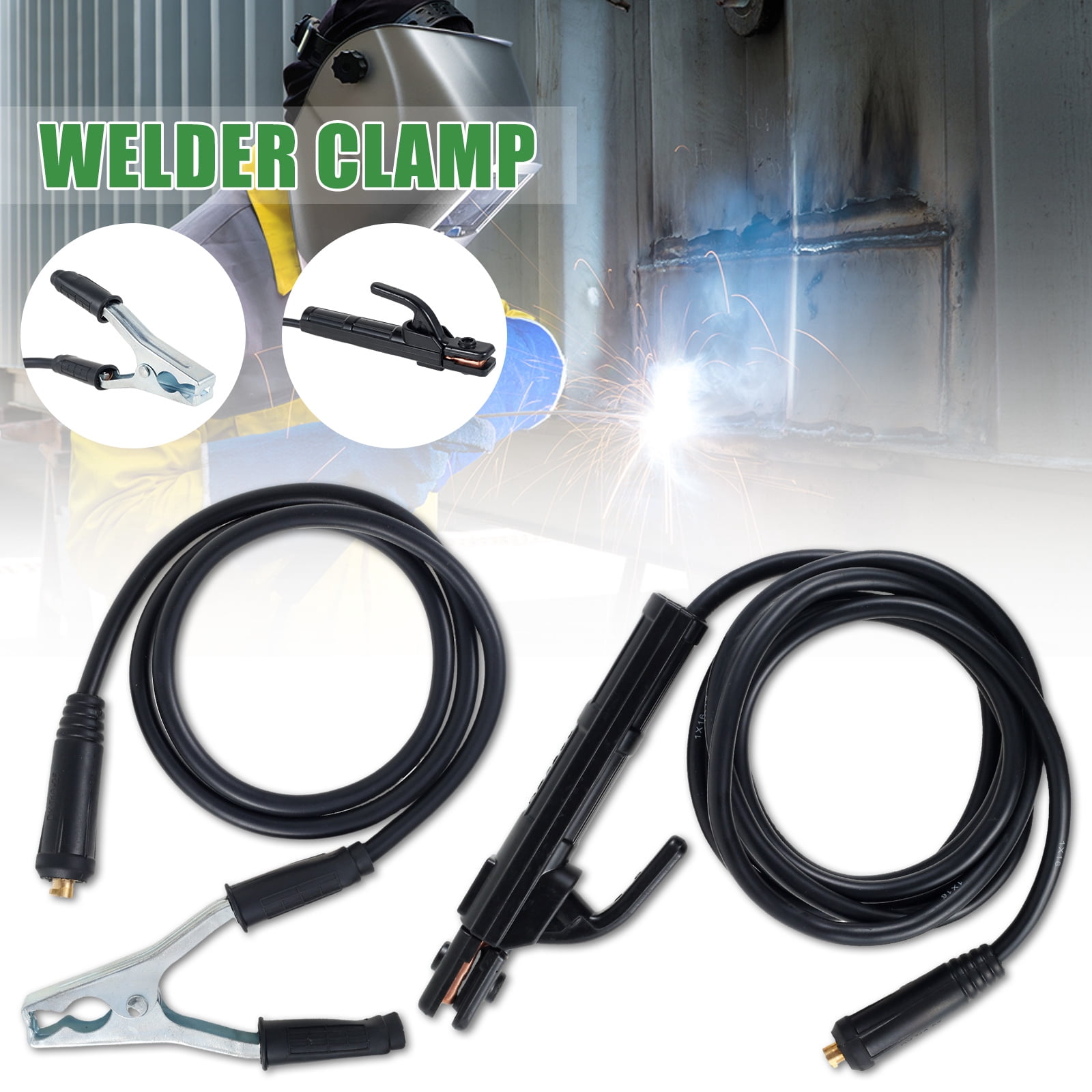 Ikoopy Welding Electrode Holder Stick Plier with Cable Copper MMA/ARC Welding Ground Clamp with Cable Stable Welding Rod Clamping Tool Welding Stick Plier Clamp for 300A Welder Machine