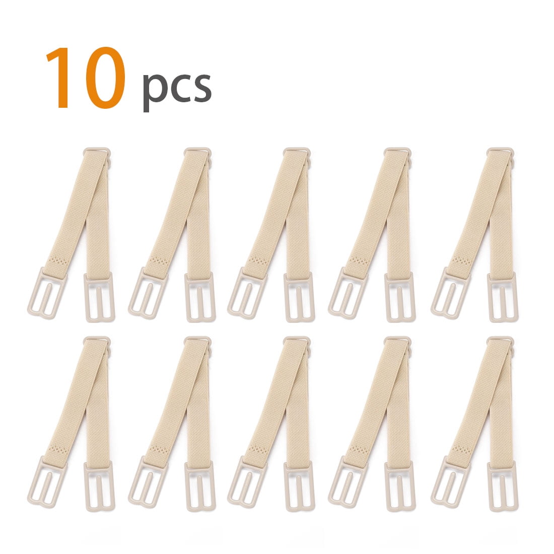 Unique Bargains 10 Pcs Women Elastic Band Non-Slip Adjustable Bra Straps Holder Beige
