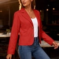 thumbnail image 5 of qucoqpe Blazers for Women Long Sleeve Button-Down Cropped Blazer Coat Business Casual Office Wear Short Suit Jackets, 5 of 8