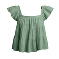 thumbnail image 4 of UAMVSH Women's Peplum Crop Top Ruffle Cap Sleeve Babydoll Blouses Casual Backless Square Neck T Shirt Going Out Outfits, 4 of 6