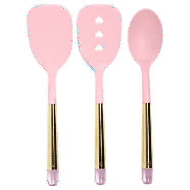 Paris Hilton 3 Piece Kitchen Utensil Set with Jewel Shaped Handles, Pink