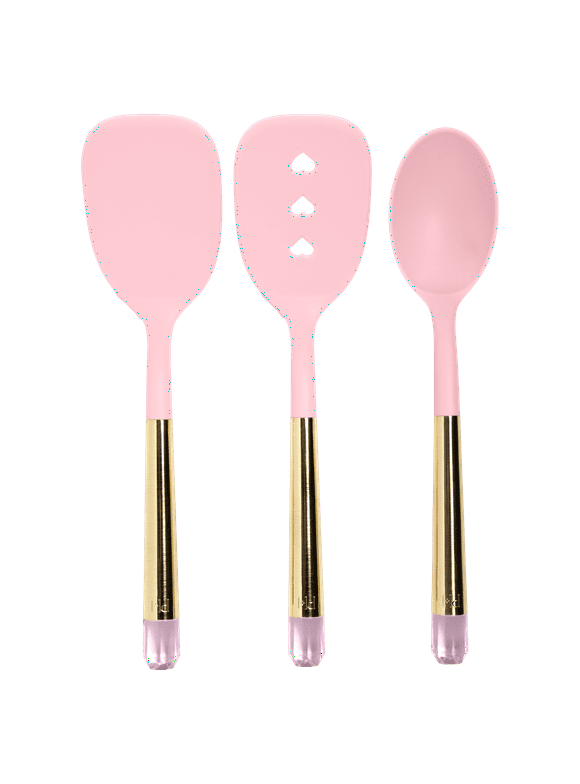 Paris Hilton 3 Piece Kitchen Utensil Set with Jewel Shaped Handles, Pink