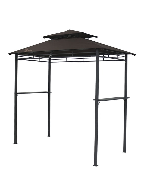 Palm Springs Deluxe 8FT Double-Tier Barbecue Canopy / BBQ Grill Tent Brown