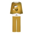 thumbnail image 4 of Puntoco Conjunto De Pijama De Manga Larga Con Cuello Redondo Y Pantalones Estampados De Moda Navideña Para Mujer Amarillo M, 4 of 4