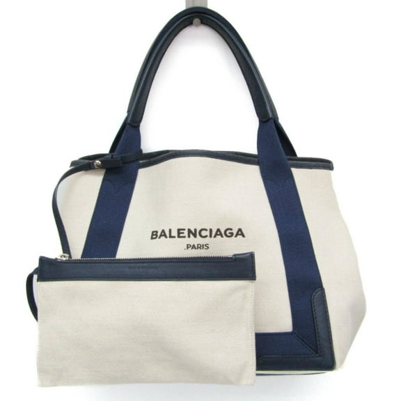 Pre-Owned Balenciaga Navy Kabas S Stripe 339933 Women's Canvas,Leather Handbag... (Good)