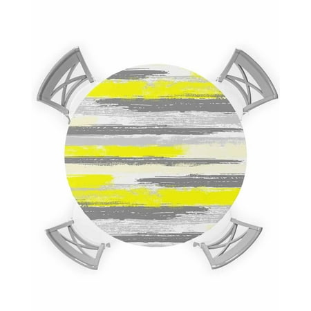 

Tablecloth Round Fitted Geometric Line Brush Yellow Gray Elastic Edged Table Cover Protector Cloth Waterproof Polyester Rectangle 45 -50