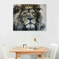 thumbnail image 2 of Nawypu  Black And White Lion with Crown Canvas Wall Art Abstract， King Animal Artwork Lion Head Portrait Gol Canvas Art Posters And Wall Art Prints, 2 of 6