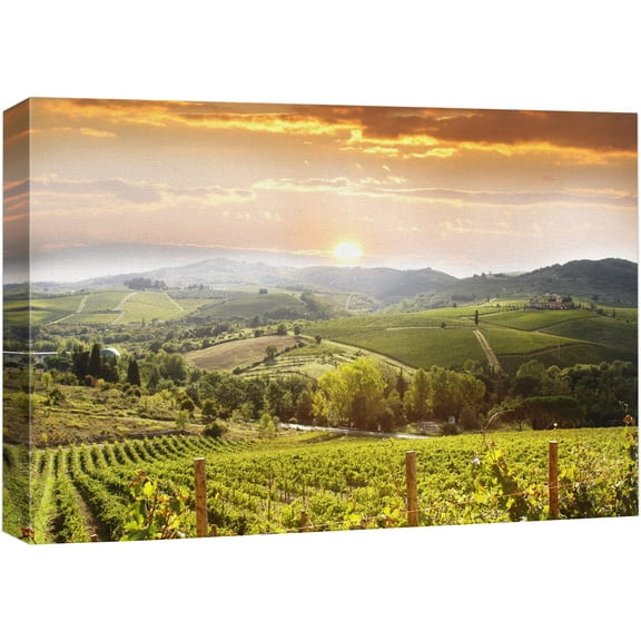 wall26 Canvas Print Wall Art Vineyard Landscape in Tuscany, Italy Nature Wilderness Photography Modern Art Rustic Scenic Colorful Multicolor for Living Room, Bedroom, Office - 24"x36"