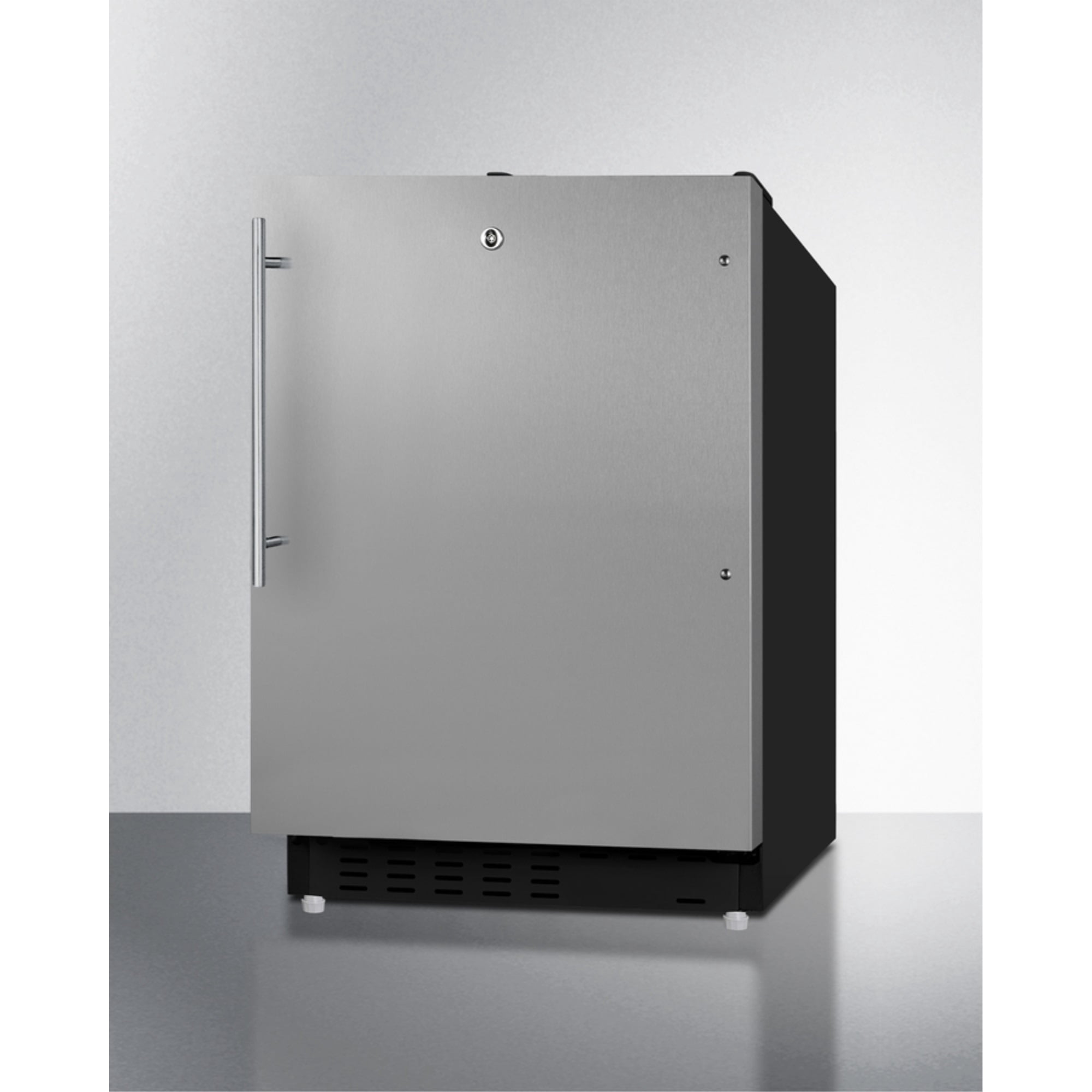 Summit ALRF49BSSHV 20 in. Built-In Refrigerator Freezer, Stainless Steel & Black - 24 in.