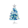 thumbnail image 2 of YOHAVEN Mini Blue Desktop Christmas Tree, 17.7" Small Tabletop Holiday Decoration with Ornaments, Lights, Snowflakes, Gift Boxes for Home, Office, Store Decor, 2 of 7