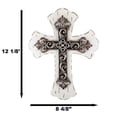 thumbnail image 4 of Rustic Southwestern Tuscany French Lily Fleur De Lis Antiqued White Wall Cross, 4 of 8