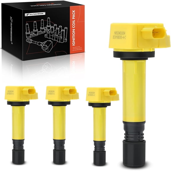 A-Premium (Yellow) Engine Ignition Coil Pack Compatible with Honda Civic 2006-2011 1.8L, Replace# 30520RNAA01, 099700101, 4-PC Set