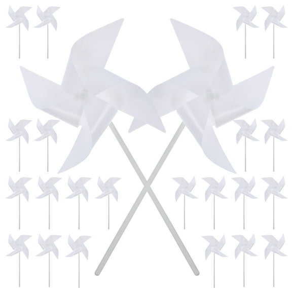 FUEENIRVA Blank Plastic Pinwheels White 24Pcs