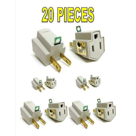 3 Prong To 2 Prong Adapter Plug (ETL Listed) – Grounding Outlet Converter, 15A/125V, For Older Homes & Appliances, 2 Pack