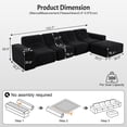 thumbnail image 5 of 144" Oversized Modular Sectional Sofa, Deep Seat Chenille Cloud Couch with Chaise, L-Shaped Sparkling 5 Seat Sofa Couch for Living Room, Black, 5 of 7