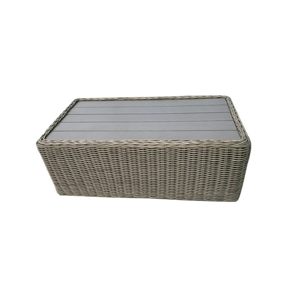 Coffee Table - Dark Beige Resin Top & Aluminum Frame - Patio Table - 47" x 18" x 26"