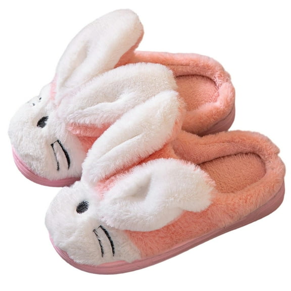 WZEIIOT Toddler Girls Slippers Cartoon Bunny Design Autumn Winter Cozy Home Footwear Kids Boys Girls Anti Cute Warm Fuzzy Shoes Us Size:12.5