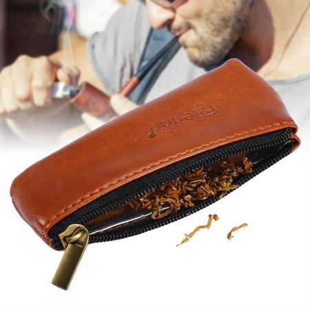 VBESTLIFE Portable Zippered PU Leather Pouch Bag Case Holder for Preserving Tobacco & Smoking Pipe Tobacco