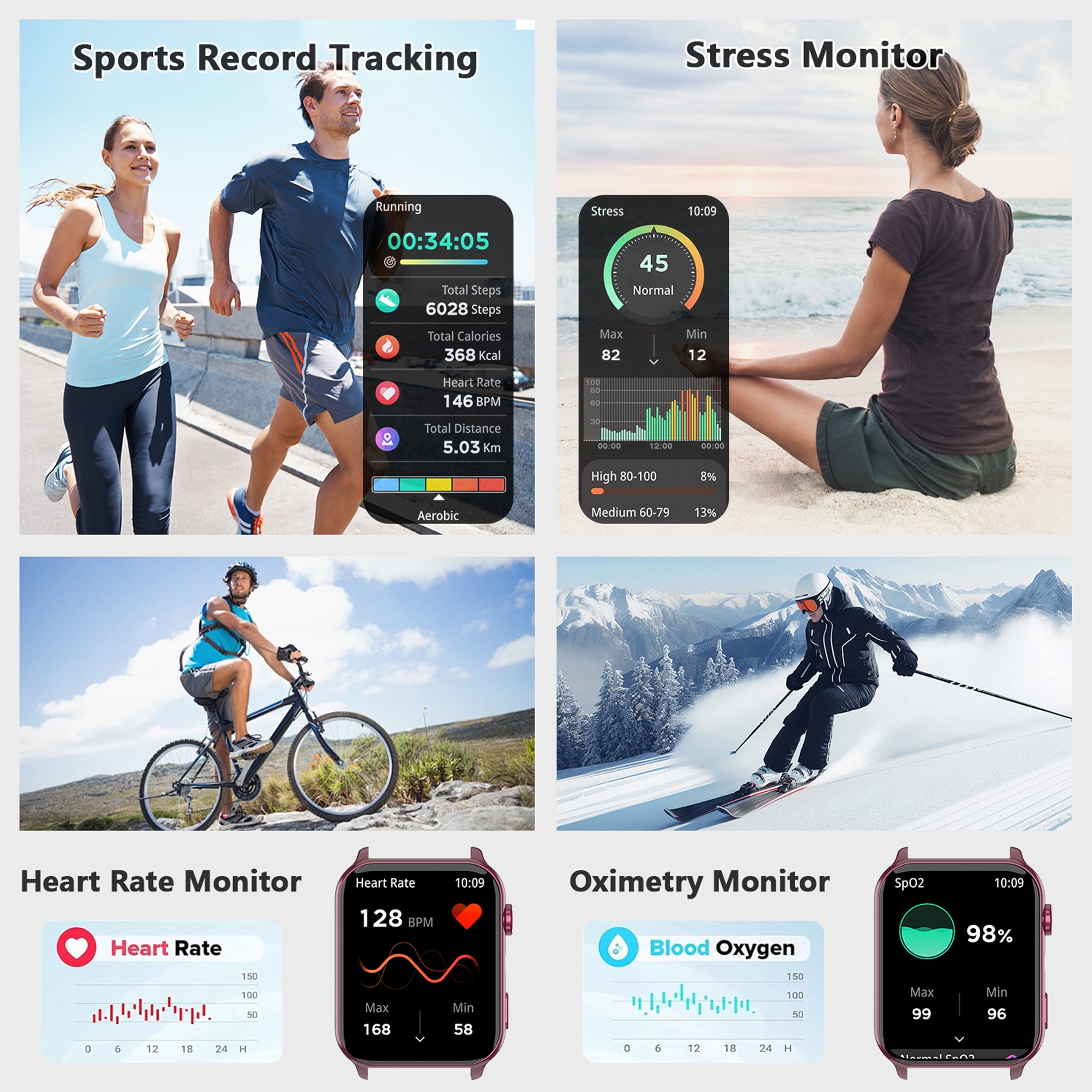 Smart Watch for Android and iPhone Samsung, 1.91'' Smartwatch for Women Men, 100+ Sports Modes Fitness Tracker with Answer Make Calls/Message Reminder, IP68 Waterproof, Purple