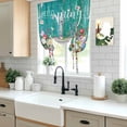 thumbnail image 5 of Spring Flowers Tie Up Curtains for Windows, Adjustable Balloon Window Shades, Farmhouse Watercolor Teal Wood Grain Kitchen Window Treatments Farmhouse Short Curtains with Rod Pocket 42"x45", 5 of 8