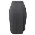 thumbnail image 4 of A2Y Women's Elastic Waist Self Tie Tulip Hem Side Pocket Skirt Charcoal 3XL, 4 of 5